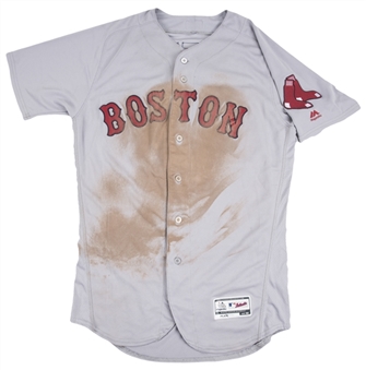 2018 Mookie Betts Game Used Boston Red Sox Road Jersey Used on 6/30/18 - American League MVP & World Series Title Season! (MLB Authenticated)